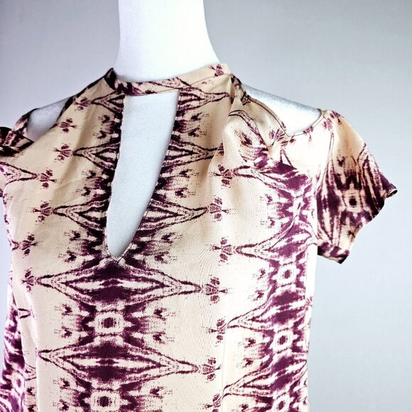 Amanda Uprichard Aztec Style Cold Shoulder Keyhole Chest & Back 100% Silk Dress - Picture 4 of 10